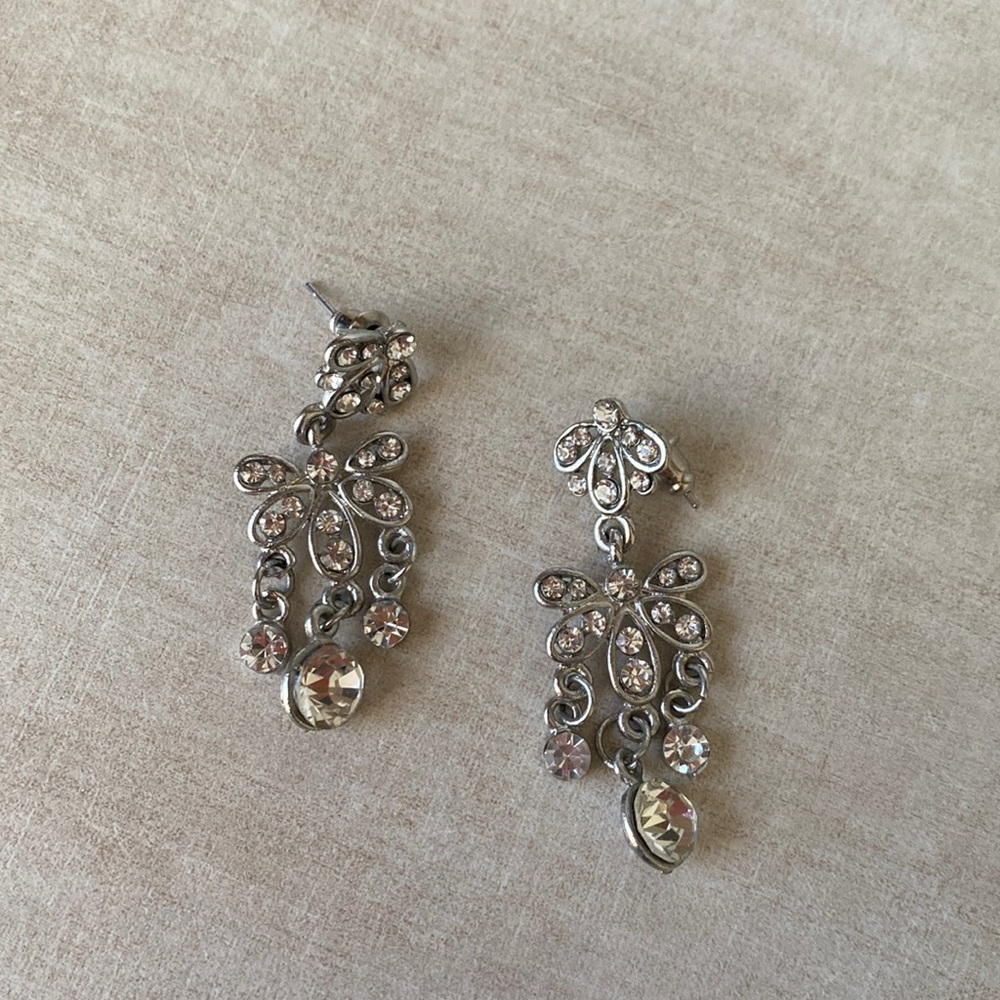 dragonfly diamond/silver earrings with plugs
